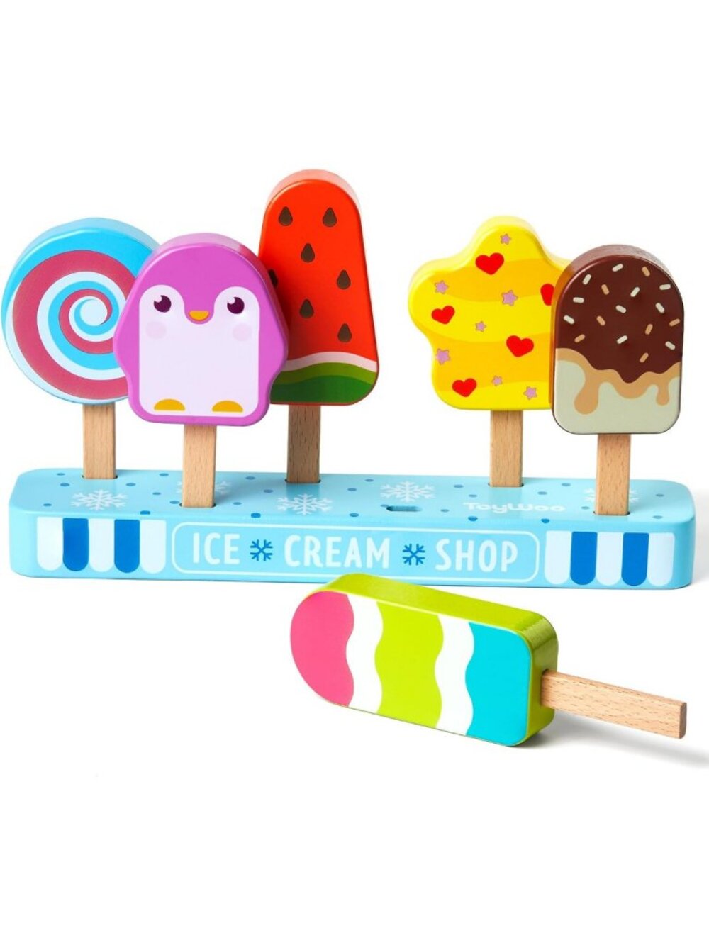 Wooden Ice Cream Playset for Kids | Pretend Play Food Toys for Toddlers Age 3-6